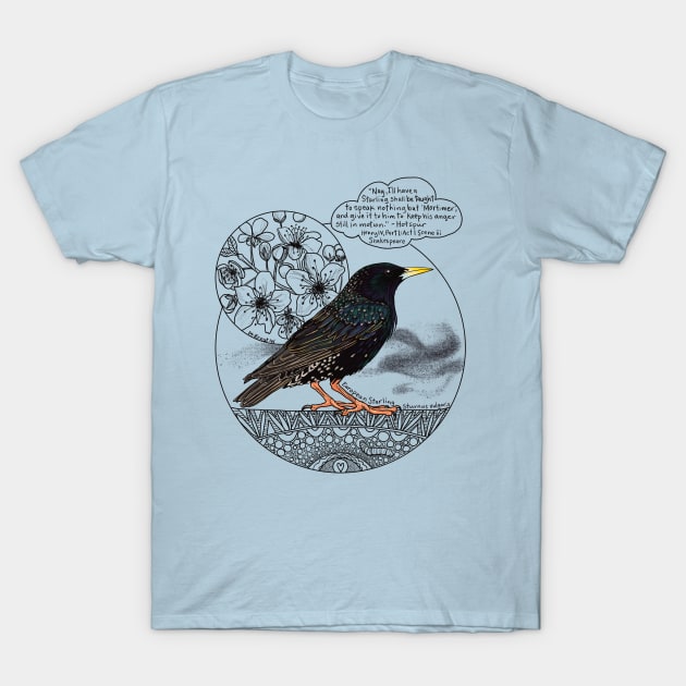 Shakespeare's Starling, Doodle T-Shirt by mernstw